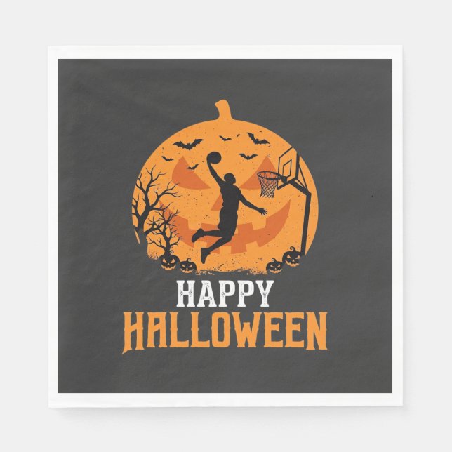 Basketball Halloween Dunk Pumpkin Design_1 Pappersservett (Framsidan)
