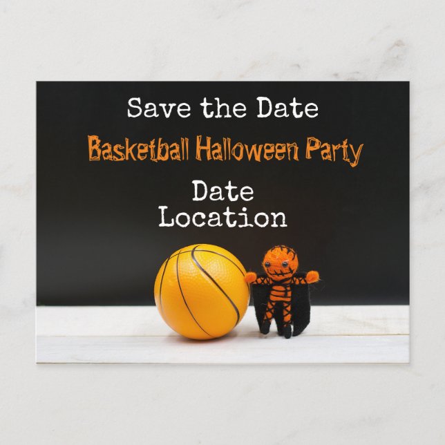 Basketball Halloween fest sparar datumet Vykort (Framsida)