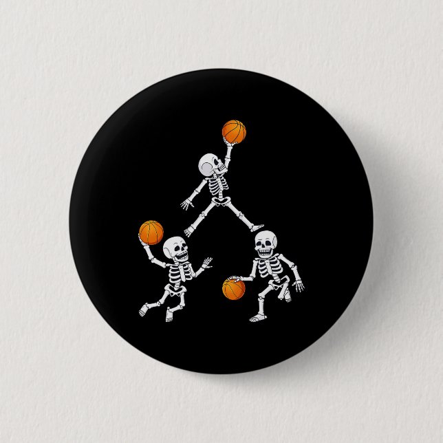 Basketball Halloween Skeleton Dunking Dribble Boys Knapp (Framsida)