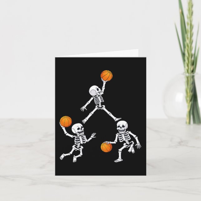 Basketball Halloween Skeleton Dunking Dribble Boys Kort (Framsida)