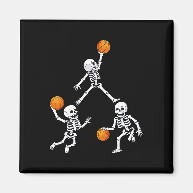 Basketball Halloween Skeleton Dunking Dribble Boys Magnet (Framsidan)