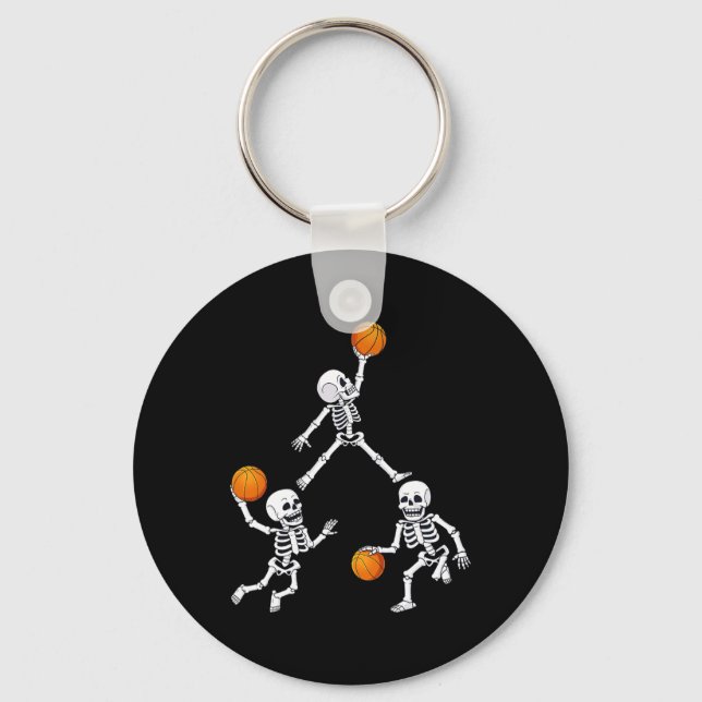 Basketball Halloween Skeleton Dunking Dribble Boys Nyckelring (Framsida)