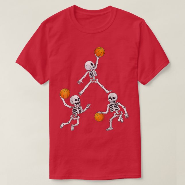 Basketball Halloween Skeleton Dunking Dribble Boys T Shirt (Design framsida)
