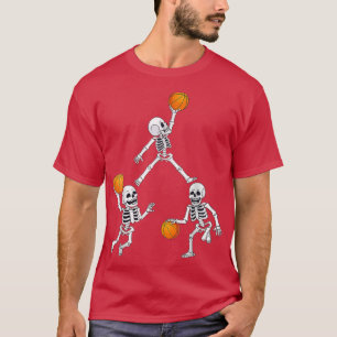 Basketball Halloween Skeleton Dunking Dribble Boys T Shirt