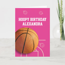 Basketball Happy Birthday Card Sports Funny Pink Kort