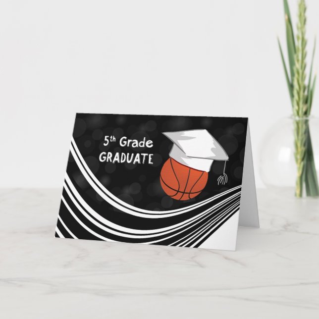 Basketball Hat femte Klass med svart Studenten Kort (Framsida)
