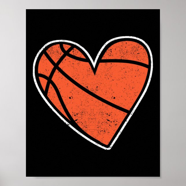 Basketball Heart Basket Boll Player Coach Fläkt Co Poster (Framsidan)
