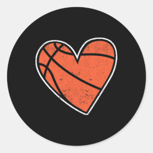 Basketball Heart Basket Boll Player Coach Fläkt Co Runt Klistermärke