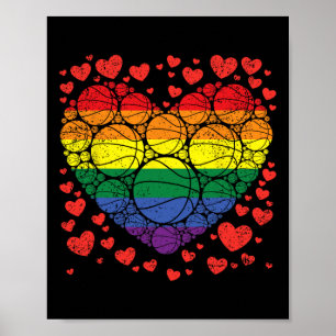 Basketball Heart Gay Retro-Pride Flagga LGBT-Q-spe Poster