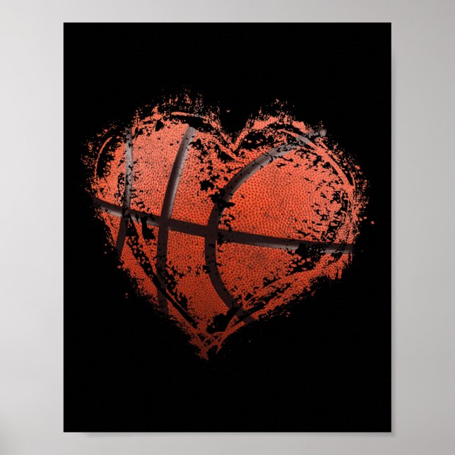 Basketball Heart Glad Alla hjärtans dag Basketball Poster (Framsidan)
