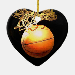 Basketball Heart-julprydnad Julgransprydnad Keramik