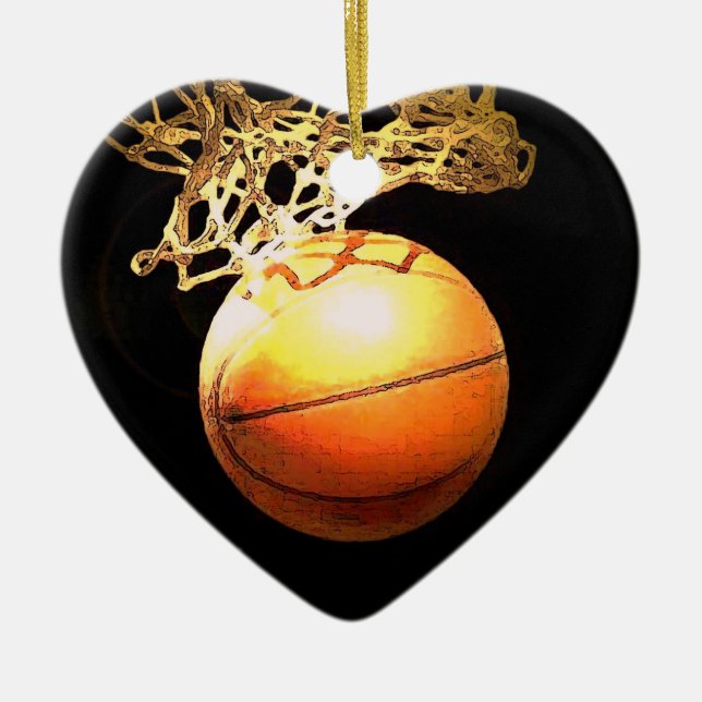 Basketball Heart-julprydnad Julgransprydnad Keramik (Framsidan)