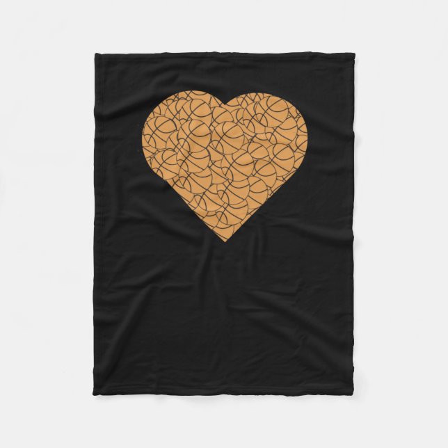 Basketball Heart Kärlek Design Fleecefilt (Framsidan)