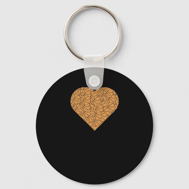 Basketball Heart Kärlek Design Nyckelring (Framsida)
