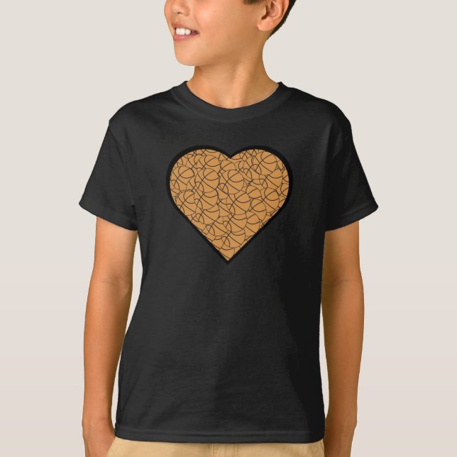 Basketball Heart Kärlek Design T Shirt (Framsida)