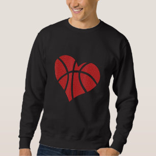 Basketball Heart Kärlek Valentines day Basketball Lång Ärmad Tröja