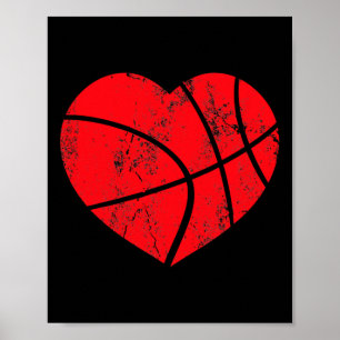 Basketball Heart Kärlek Valentines day Sport Playe Poster