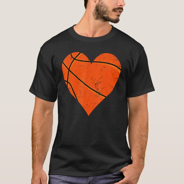 Basketball Heart Kärlek Valentines day Sport Playe T Shirt (Framsida)