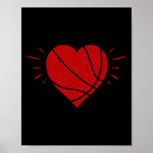 Basketball Heart Kärlek Valentines day Sports Play Poster