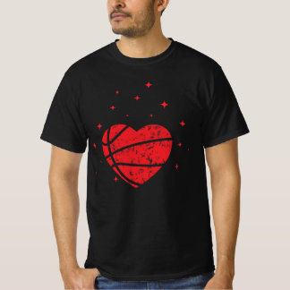 Basketball Heart Lunt Gift för Alla hjärtans dag T Shirt