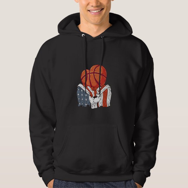 Basketball heart Player with American Flag Hoodie (Framsida)