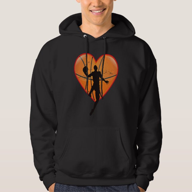 Basketball Heart Valentine's Day Tees Teen Boys Ki Hoodie (Framsida)