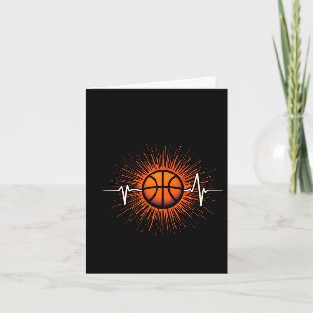 Basketball Heartbeat – Kärlek För Spelet Tee  Kort (Framsida)