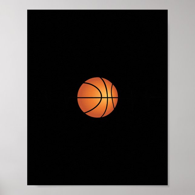 Basketball Heartslag Coola I Kärlek Basketball Tee Poster (Framsidan)