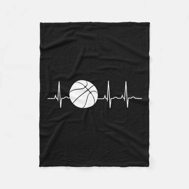 Basketball Heartslag Ekg Basketball Coach Fleecefilt (Framsidan)