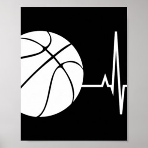 Basketball Heartslag Ekg Basketball Coach Poster