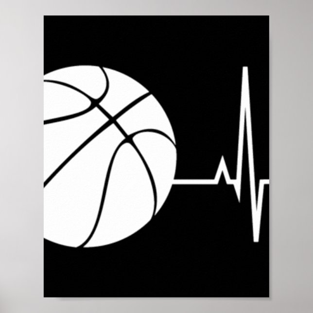 Basketball Heartslag Ekg Basketball Coach Poster (Framsidan)
