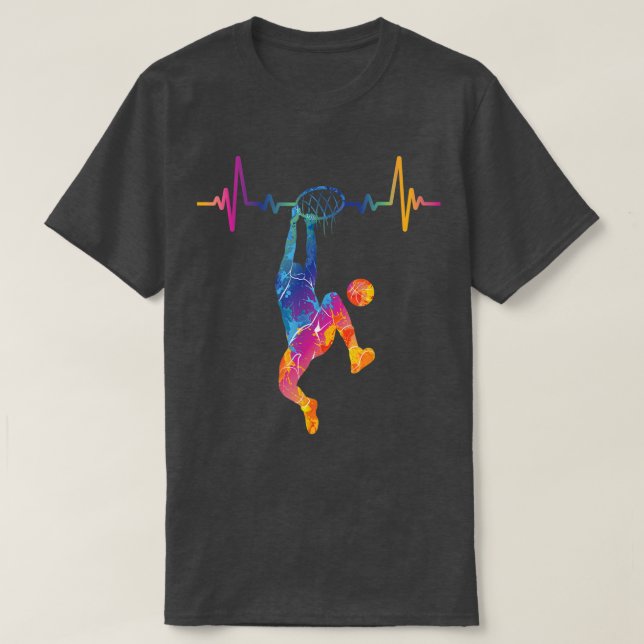 Basketball Heartslag EKG Heart Rate Basketball Pla T Shirt (Design framsida)