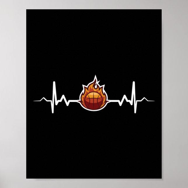 Basketball Heartslag Gift Idea Poster (Framsidan)