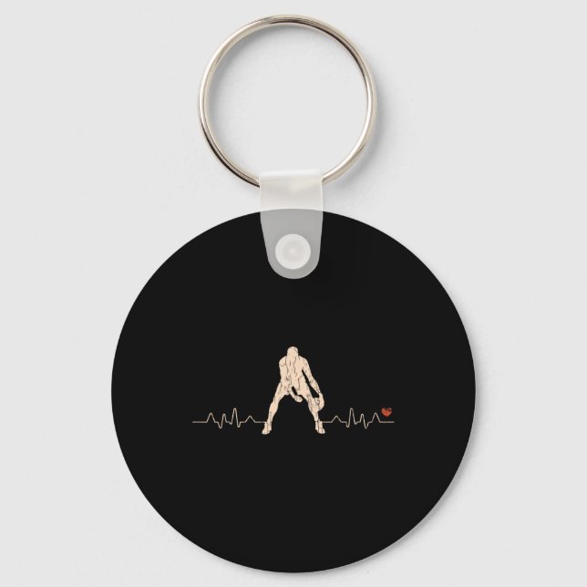 Basketball Heartslag Player Gift 1 Nyckelring (Framsida)