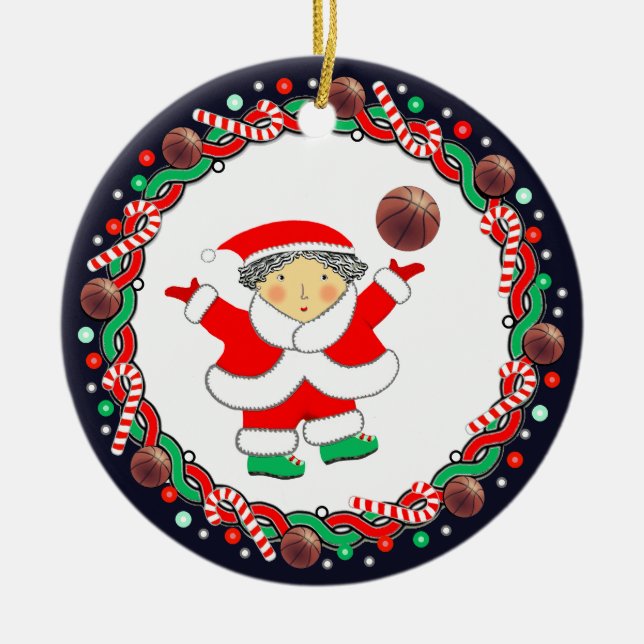 Basketball Helgdag Gift Ceramic Ornament (Framsidan)