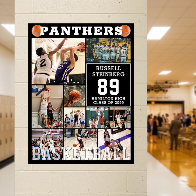 Basketball High School Senior Night Photo Collage Poster (Skapare uppladdad)