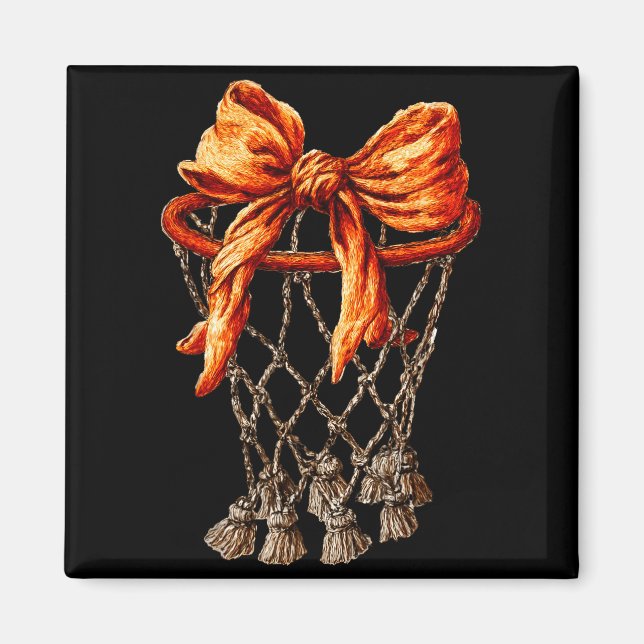 Basketball Hoop Net Coquette Bow Basketball Player Magnet (Framsidan)