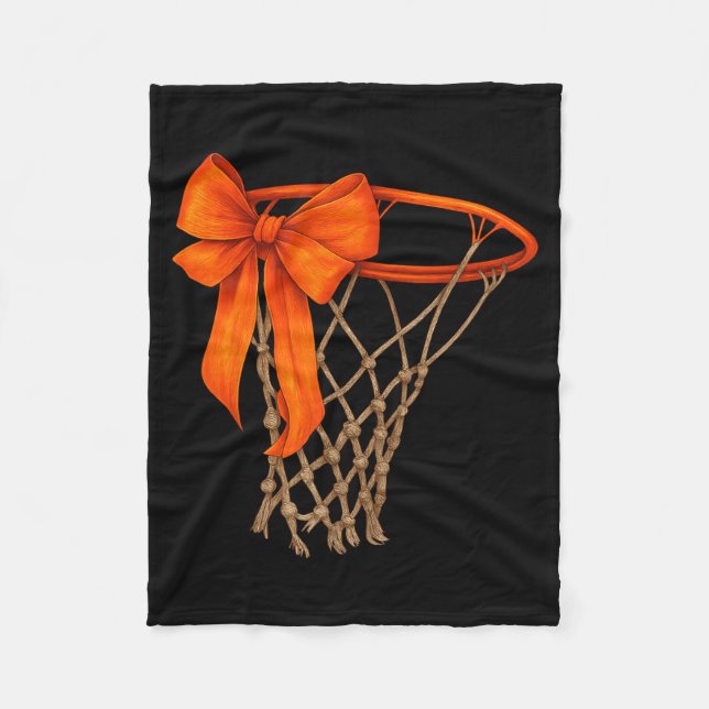 Basketball Hoop With Bow Cute Basketball Aesthetic Fleecefilt (Framsidan)