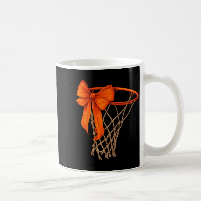 Basketball Hoop With Bow Cute Basketball Aesthetic Kaffemugg (Höger)