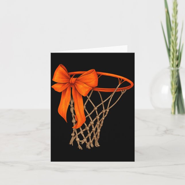 Basketball Hoop With Bow Cute Basketball Aesthetic Kort (Framsida)