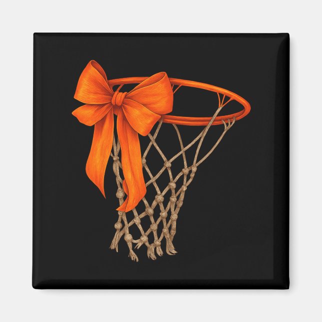 Basketball Hoop With Bow Cute Basketball Aesthetic Magnet (Framsidan)