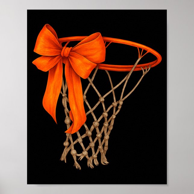 Basketball Hoop With Bow Cute Basketball Aesthetic Poster (Framsidan)