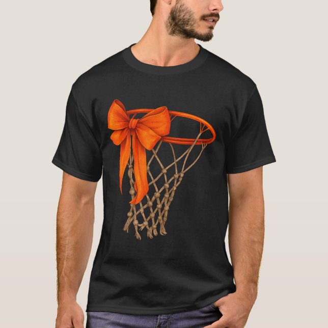Basketball Hoop With Bow Cute Basketball Aesthetic T Shirt (Framsida)