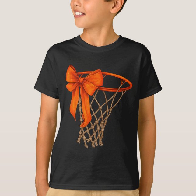 Basketball Hoop With Bow Cute Basketball Aesthetic T Shirt (Framsida)