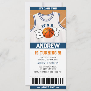 Basketball Hoopla Birthday Bash Biljett-inbjudan Inbjudningar