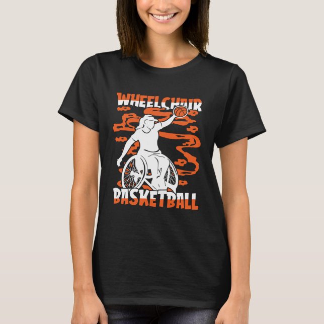 Basketball Hoops Hooping Bball Baller Wheelchair B T Shirt (Framsida)