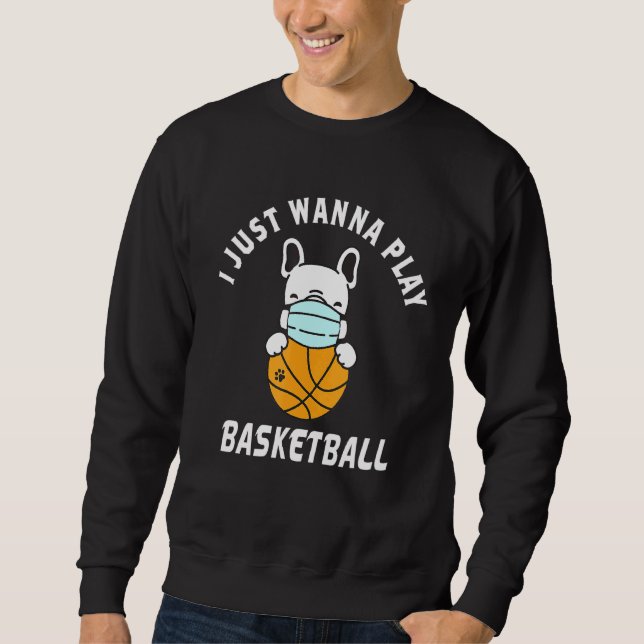 Basketball Hund Ansikte Mask Basketball Fransk Bul Lång Ärmad Tröja (Framsida)