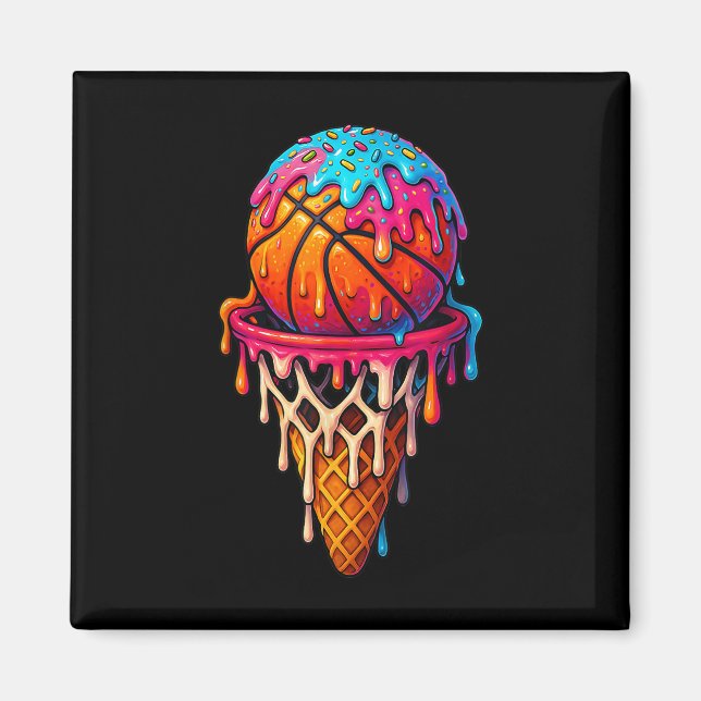 Basketball Ice Cream Drip For Boys Girls Youth Bas Magnet (Framsidan)