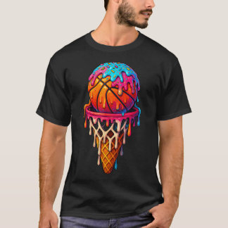 Basketball Ice Cream Drip For Boys Girls Youth Bas T Shirt