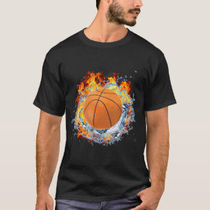 Basketball Ice Stänk Fire Flame Coola Player T Shirt